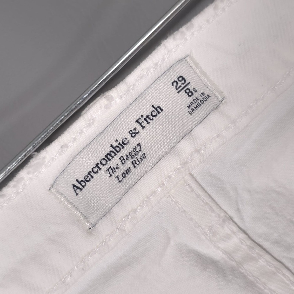 ABERCROMBIE & FITCH New Women's Jeans Baggy Low Rise Distressed 29 8s White - Picture 2 of 16